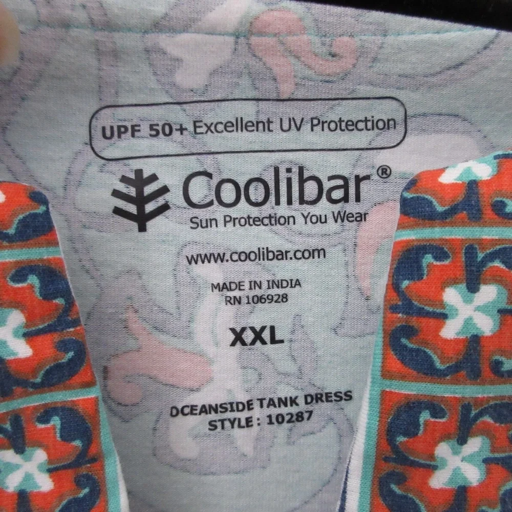 Coolibar Oceanside Tank Dress XXL Floral Shift UPF Beach Vacation Pool Bamboo - Picture 3 of 9